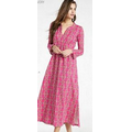 Magenta Royal Foulard Women's Long Sleeve Stretch Pajama Gown